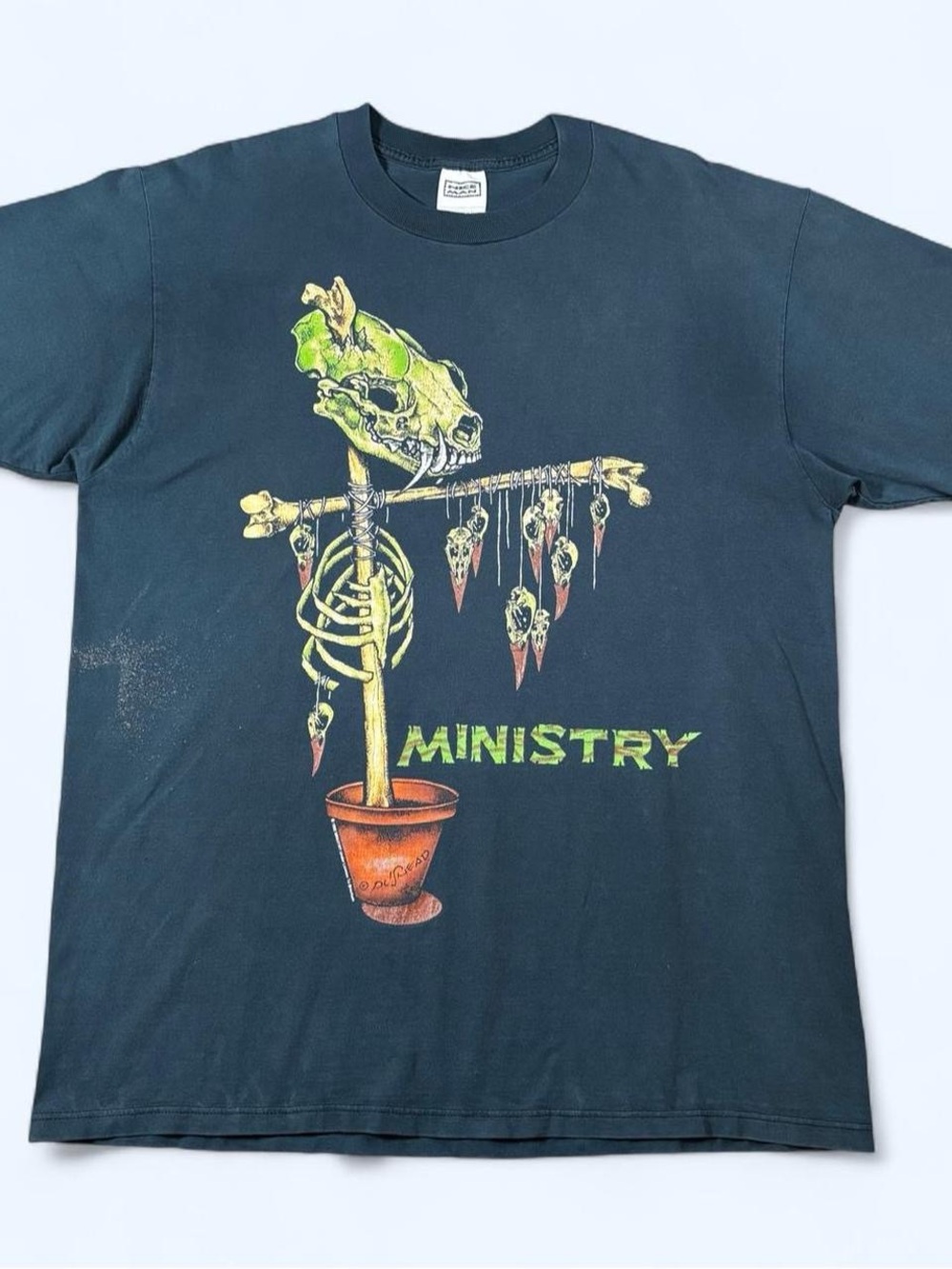 Vintage 1992 Ministry Scarecrow T-Shirt XL Nice Man USA Brockum Industrial Band